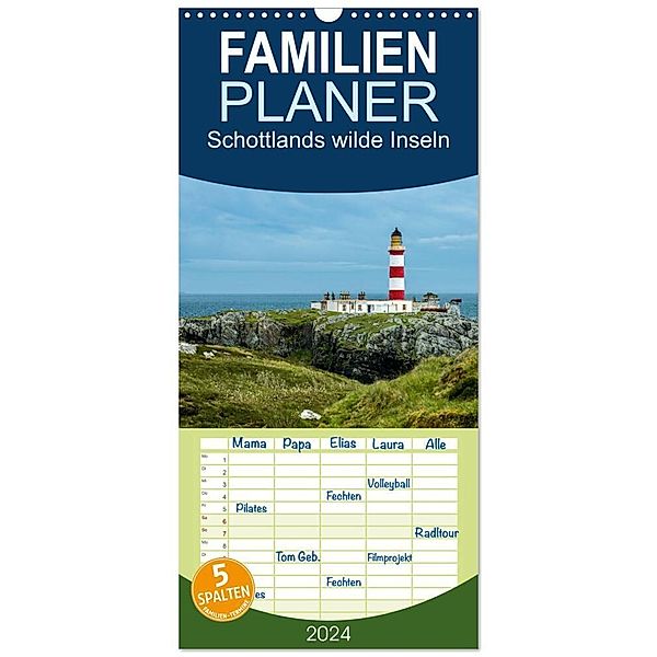 Familienplaner 2024 - Schottlands wilde Inseln mit 5 Spalten (Wandkalender, 21 x 45 cm) CALVENDO, Leon Uppena