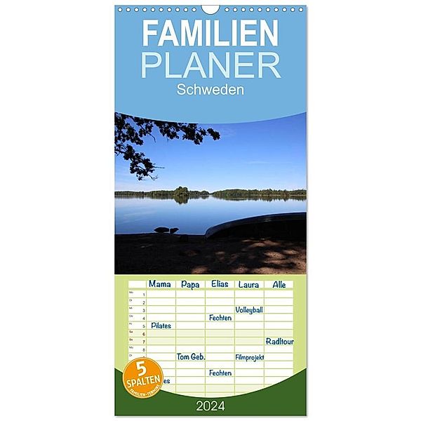 Familienplaner 2024 - Schweden 2024 mit 5 Spalten (Wandkalender, 21 x 45 cm) CALVENDO, Astrid Rieger
