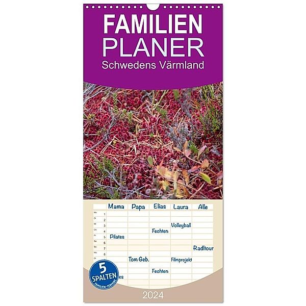 Familienplaner 2024 - Schwedens Värmland mit 5 Spalten (Wandkalender, 21 x 45 cm) CALVENDO, Heyden Volkmann