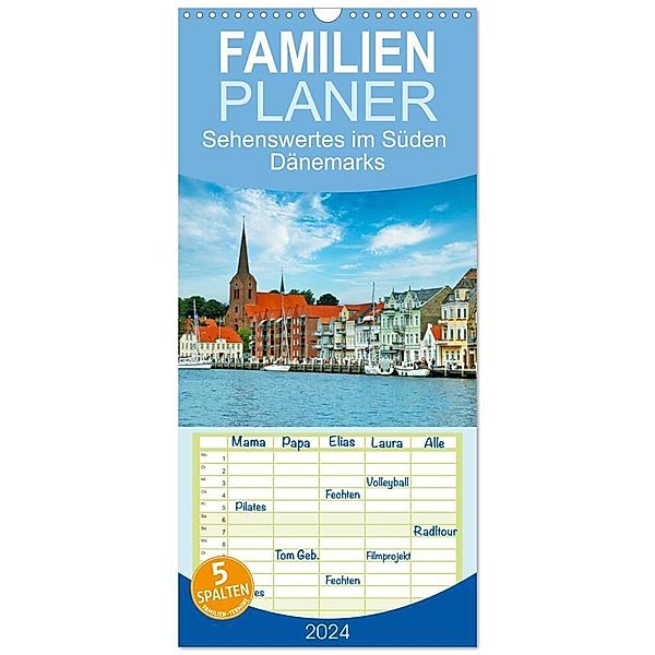 Familienplaner 2024 - Sehenswertes im Süden Dänemarks mit 5 Spalten (Wandkalender, 21 x 45 cm) CALVENDO, Claudia Kleemann