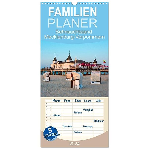 Familienplaner 2024 - Sehnsuchtsland Mecklenburg-Vorpommern mit 5 Spalten (Wandkalender, 21 x 45 cm) CALVENDO, Carola Vahldiek