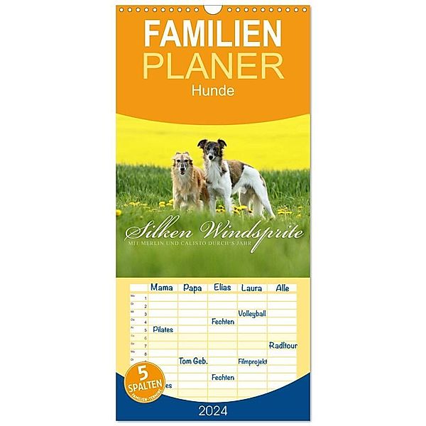 Familienplaner 2024 - Silken Windsprite - Mit Merlin und Calisto durch´s Jahr 2024 mit 5 Spalten (Wandkalender, 21 x 45 cm) CALVENDO, Maike Müller - GoldenMerlo.de