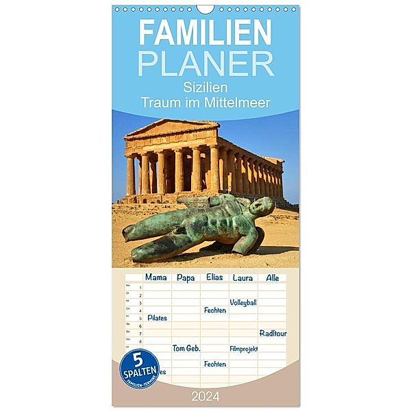 Familienplaner 2024 - Sizilien - Traum im Mittelmeer mit 5 Spalten (Wandkalender, 21 x 45 cm) CALVENDO, Hans-Josef und Ilona Jakobs