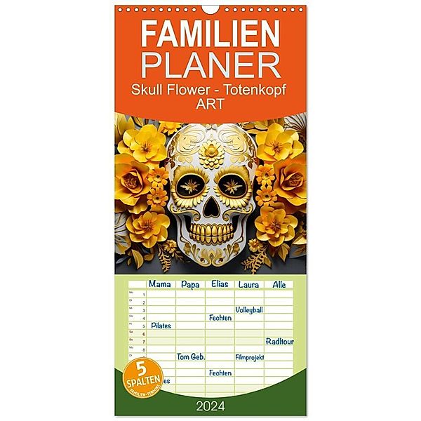 Familienplaner 2024 - Skull Flower - Totenkopf ART mit 5 Spalten (Wandkalender, 21 x 45 cm) CALVENDO, Dirk Meutzner