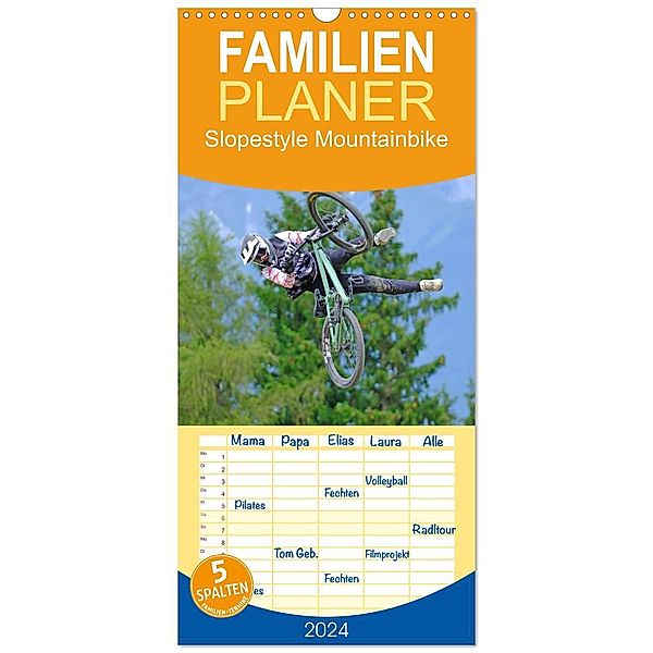 Familienplaner 2024 - Slopestyle Mountainbike mit 5 Spalten (Wandkalender, 21 x 45 cm) CALVENDO, Markus Dorn