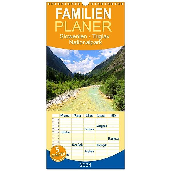 Familienplaner 2024 - Slowenien - Triglav Nationalpark mit 5 Spalten (Wandkalender, 21 x 45 cm) CALVENDO, Susan K.