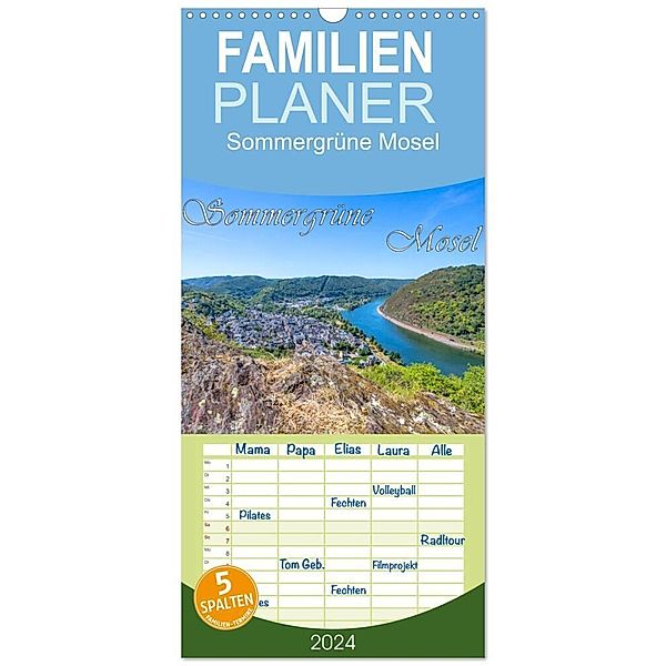 Familienplaner 2024 - Sommergrüne Mosel mit 5 Spalten (Wandkalender, 21 x 45 cm) CALVENDO, Natalja Thomas