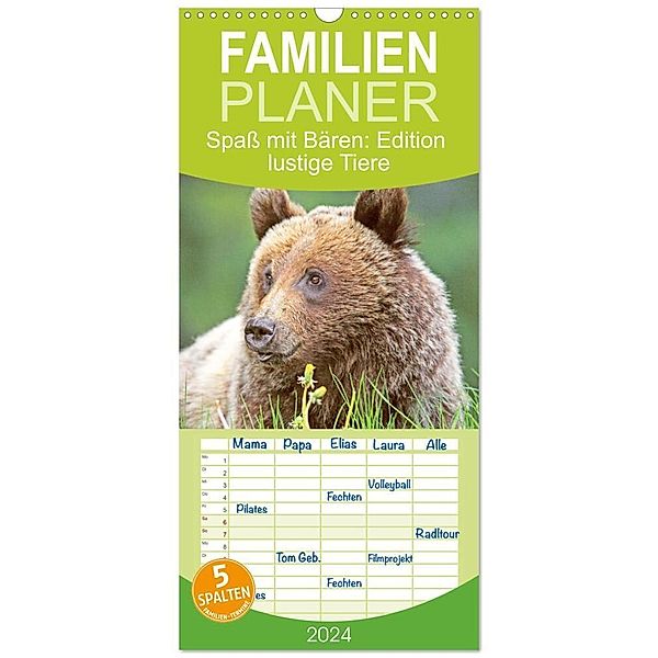 Familienplaner 2024 - Spass mit Bären: Edition lustige Tiere mit 5 Spalten (Wandkalender, 21 x 45 cm) CALVENDO, Calvendo