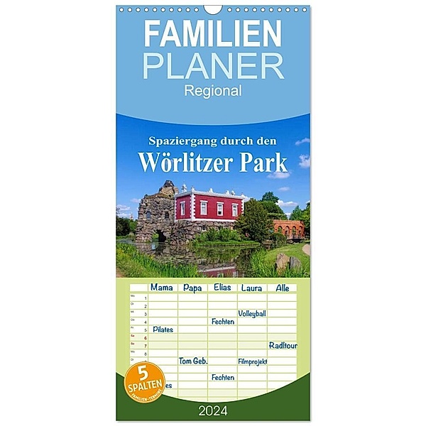 Familienplaner 2024 - Spaziergang durch den Wörlitzer Park mit 5 Spalten (Wandkalender, 21 x 45 cm) CALVENDO, LianeM