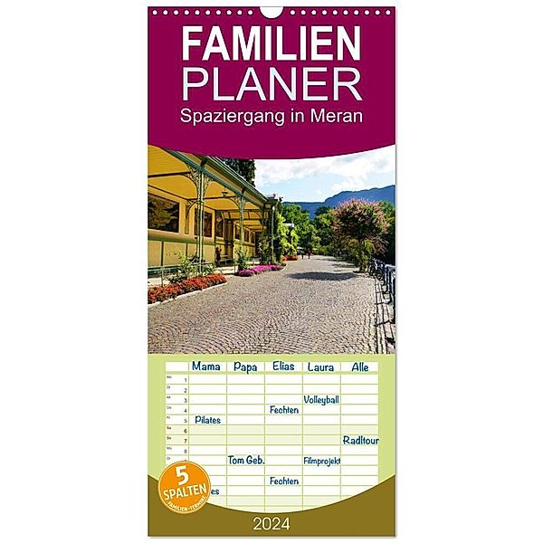 Familienplaner 2024 - Spaziergang in Meran mit 5 Spalten (Wandkalender, 21 x 45 cm) CALVENDO, Sergej Schmidt