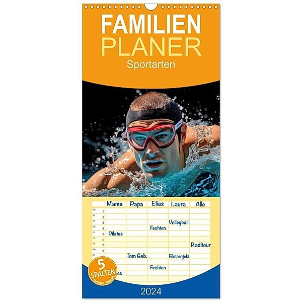 Familienplaner 2024 - Sportarten mit 5 Spalten (Wandkalender, 21 x 45 cm) CALVENDO, Steffen Gierok-Latniak