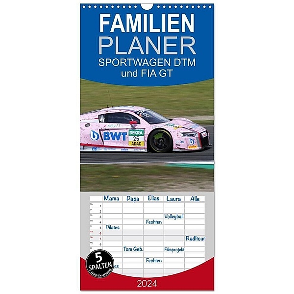 Familienplaner 2024 - SPORTWAGEN DTM und FIA GT mit 5 Spalten (Wandkalender, 21 x 45 cm) CALVENDO, Schnellewelten