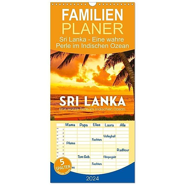 Familienplaner 2024 - Sri Lanka - Eine wahre Perle im Indischen Ozean mit 5 Spalten (Wandkalender, 21 x 45 cm) CALVENDO, SF