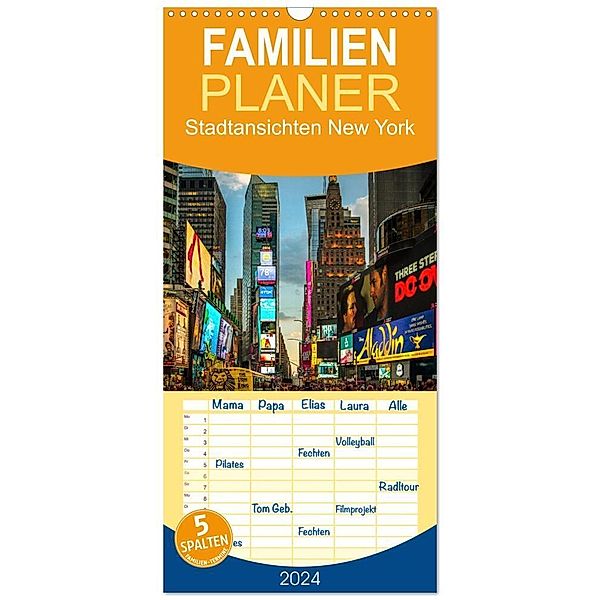 Familienplaner 2024 - Stadtansichten New York mit 5 Spalten (Wandkalender, 21 x 45 cm) CALVENDO, Dirk Meutzner