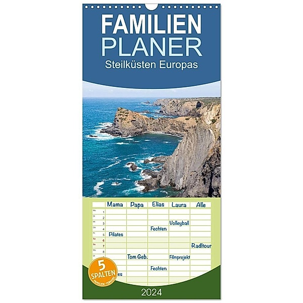 Familienplaner 2024 - Steilküsten Europas mit 5 Spalten (Wandkalender, 21 x 45 cm) CALVENDO, Dietmar Janietz