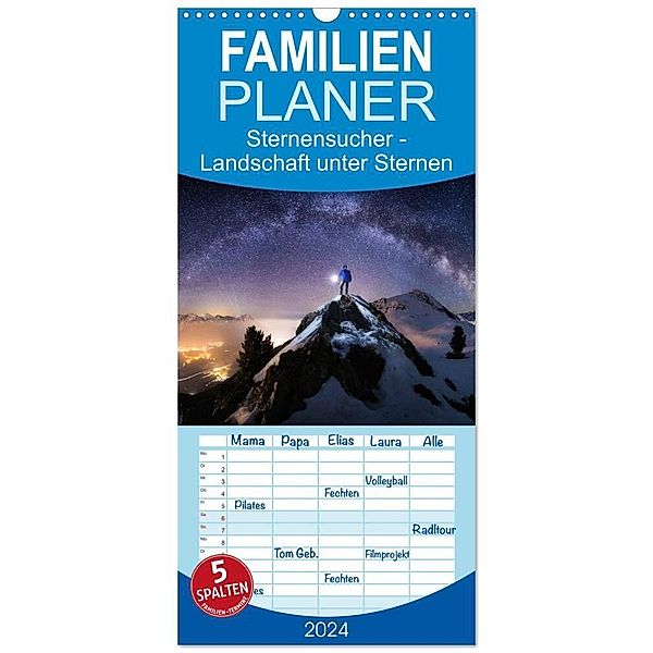 Familienplaner 2024 - Sternensucher - Landschaft unter Sternen mit 5 Spalten (Wandkalender, 21 x 45 cm) CALVENDO, Nicholas Roemmelt