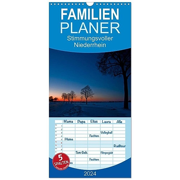 Familienplaner 2024 - Stimmungsvoller Niederrhein mit 5 Spalten (Wandkalender, 21 x 45 cm) CALVENDO, Helma Spona
