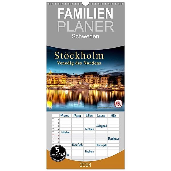 Familienplaner 2024 - Stockholm - Venedig des Nordens mit 5 Spalten (Wandkalender, 21 x 45 cm) CALVENDO, Peter Roder