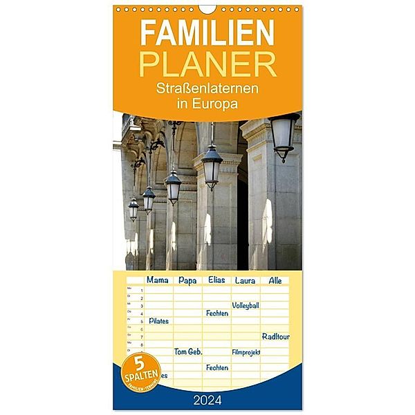 Familienplaner 2024 - Straßenlaternen in Europa mit 5 Spalten (Wandkalender, 21 x 45 cm) CALVENDO, Nicola Furkert