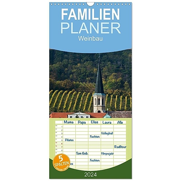 Familienplaner 2024 - Strukturen im Weinbau mit 5 Spalten (Wandkalender, 21 x 45 cm) CALVENDO, Werner Braun