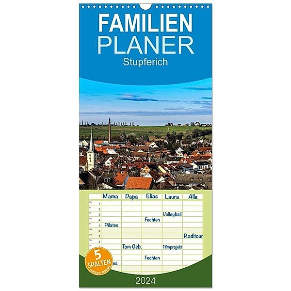 Familienplaner 2024 - Stupferich mit 5 Spalten (Wandkalender, 21 x 45 cm) CALVENDO, Klaus Eppele
