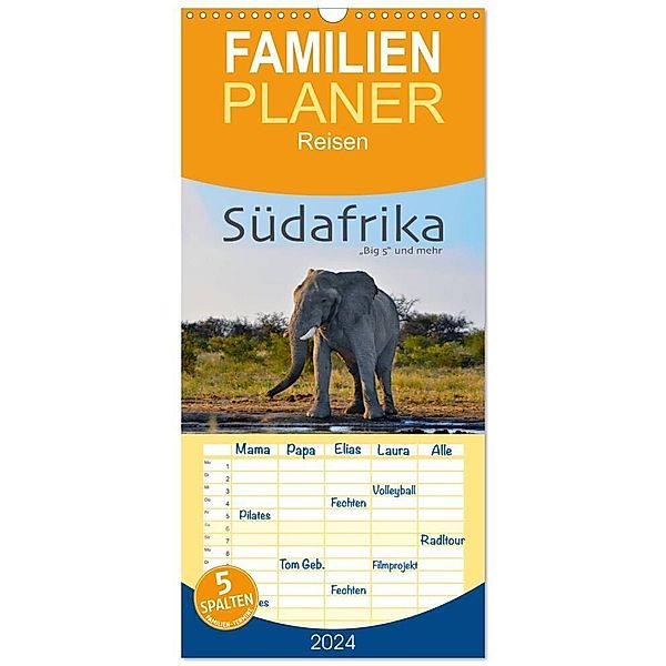 Familienplaner 2024 - Südafrika - Big 5 und mehr mit 5 Spalten (Wandkalender, 21 x 45 cm) CALVENDO, Robert Styppa