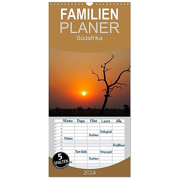 Familienplaner 2024 - Südafrika mit 5 Spalten (Wandkalender, 21 x 45 cm) CALVENDO, Frauke Scholz