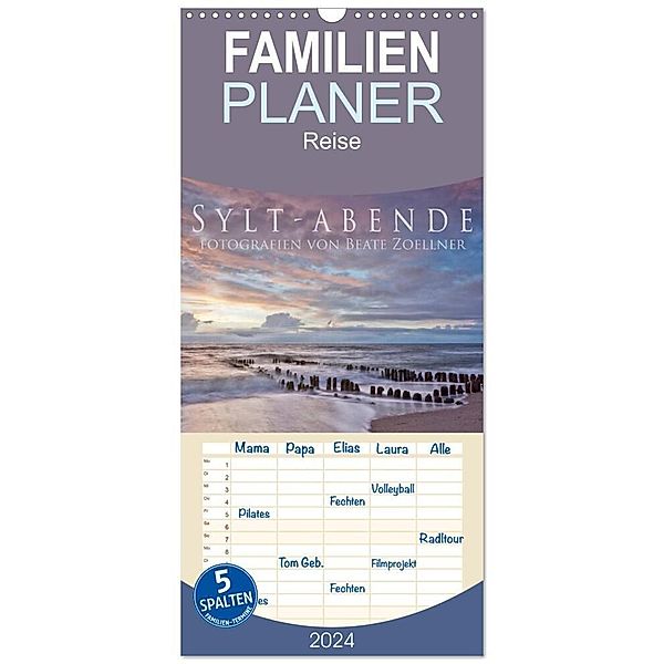 Familienplaner 2024 - Sylt-Abende - Fotografien von Beate Zoellner mit 5 Spalten (Wandkalender, 21 x 45 cm) CALVENDO, Beate Zoellner