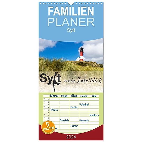 Familienplaner 2024 - Sylt mein Inselblick mit 5 Spalten (Wandkalender, 21 x 45 cm) CALVENDO, Andrea Dreegmeyer
