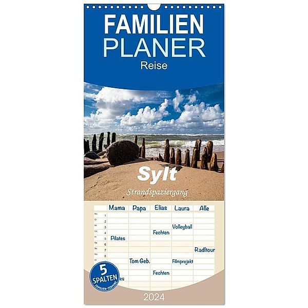 Familienplaner 2024 - Sylt - Strandspaziergang mit 5 Spalten (Wandkalender, 21 x 45 cm) CALVENDO, H. Dreegmeyer