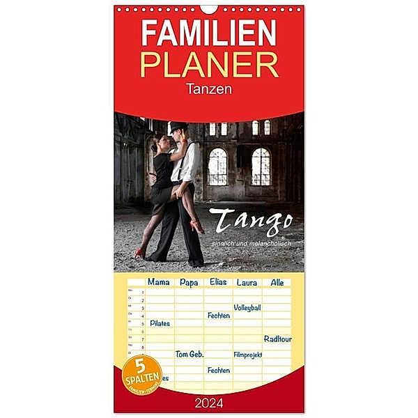 Familienplaner 2024 - Tango - sinnlich und melancholisch mit 5 Spalten (Wandkalender, 21 x 45 cm) CALVENDO, photodesign KRÄTSCHMER
