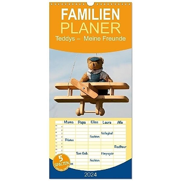 Familienplaner 2024 - Teddys Meine Freunde mit 5 Spalten (Wandkalender, 21 x 45 cm) CALVENDO, Meike Bölts