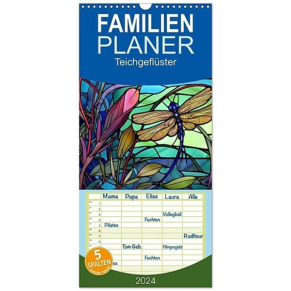 Familienplaner 2024 - Teichgeflüster mit 5 Spalten (Wandkalender, 21 x 45 cm) CALVENDO, Kerstin Waurick