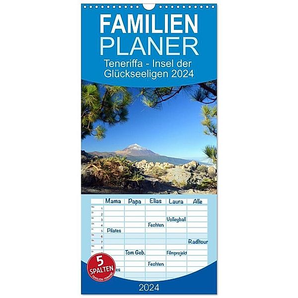 Familienplaner 2024 - Teneriffa Insel der Glückseeligen mit 5 Spalten (Wandkalender, 21 x 45 cm) CALVENDO, Rainer Hasanovic