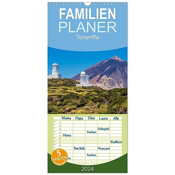 Familienplaner 2024 - Teneriffa mit 5 Spalten (Wandkalender, 21 x 45 cm) CALVENDO, Rico Ködder