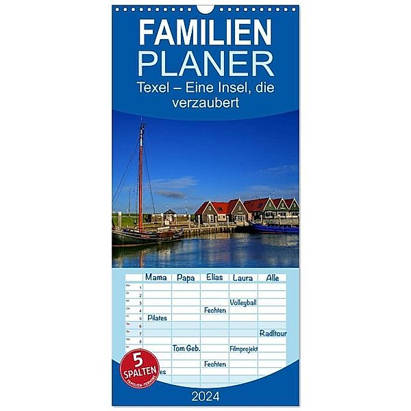 Familienplaner 2024 - Texel - Eine Insel die verzaubert mit 5 Spalten (Wandkalender, 21 x 45 cm) CALVENDO, Elke Krone