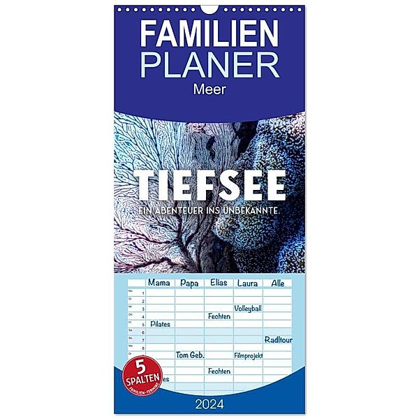 Familienplaner 2024 - Tiefsee - Ein Abenteuer ins Unbekannte. mit 5 Spalten (Wandkalender, 21 x 45 cm) CALVENDO, SF