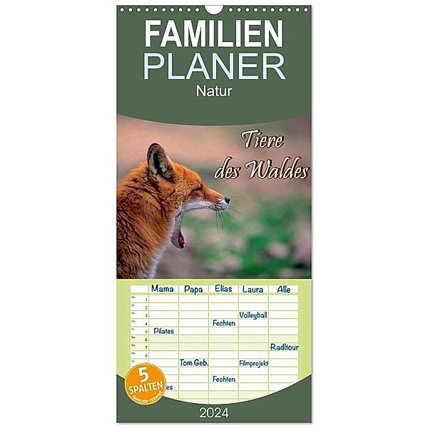 Familienplaner 2024 - Tiere des Waldes mit 5 Spalten (Wandkalender, 21 x 45 cm) CALVENDO, Bildagentur Geduldig