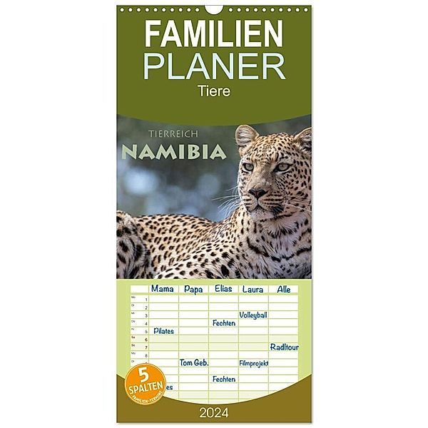 Familienplaner 2024 - Tierreich Namibia mit 5 Spalten (Wandkalender, 21 x 45 cm) CALVENDO, Stephan Peyer