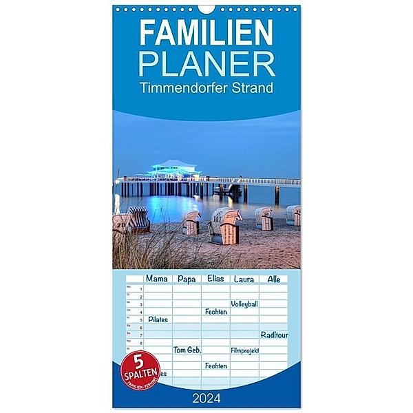 Familienplaner 2024 - Timmendorfer Strand mit 5 Spalten (Wandkalender, 21 x 45 cm) CALVENDO, Joachim Hasche