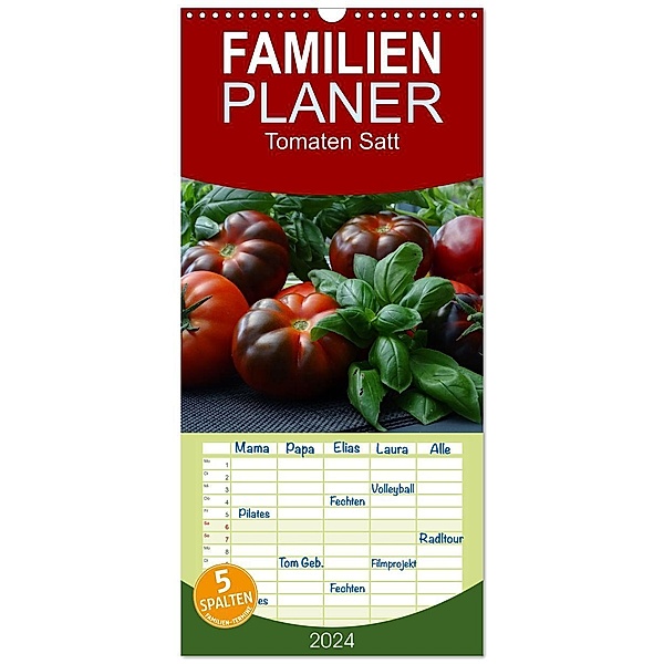 Familienplaner 2024 - Tomaten Satt mit 5 Spalten (Wandkalender, 21 x 45 cm) CALVENDO, Calvendo, Sina Haag