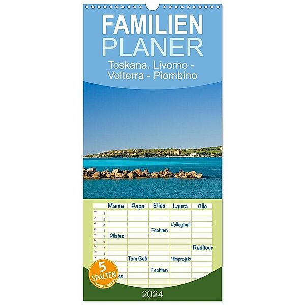 Familienplaner 2024 - Toskana. Livorno - Volterra - Piombino mit 5 Spalten (Wandkalender, 21 x 45 cm) CALVENDO, Klaus Kolfenbach