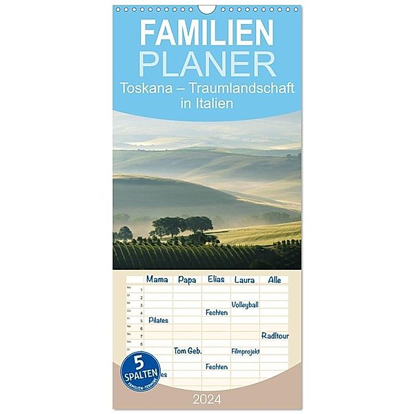 Familienplaner 2024 - Toskana - Traumlandschaft in Italien mit 5 Spalten (Wandkalender, 21 x 45 cm) CALVENDO, LianeM