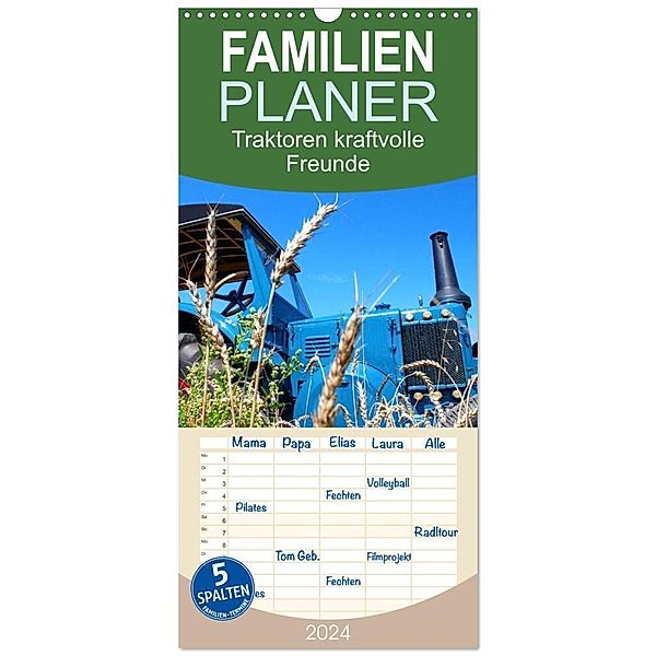 Familienplaner 2024 - Traktoren kraftvolle Freunde mit 5 Spalten (Wandkalender, 21 x 45 cm) CALVENDO, Ingo Laue