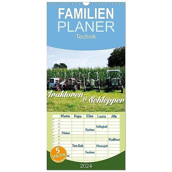 Familienplaner 2024 - Traktoren und Schlepper mit 5 Spalten (Wandkalender, 21 x 45 cm) CALVENDO, Uli Landsherr