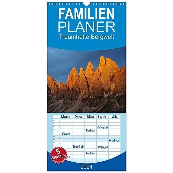 Familienplaner 2024 - Traumhafte Bergwelt Kalender mit 5 Spalten (Wandkalender, 21 x 45 cm) CALVENDO, Michael Kehl