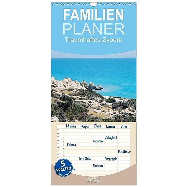 Familienplaner 2024 - Traumhaftes Zypern mit 5 Spalten (Wandkalender, 21 x 45 cm) CALVENDO, Rosenkatzen-Fotografie, Iris Fehske-Egbers