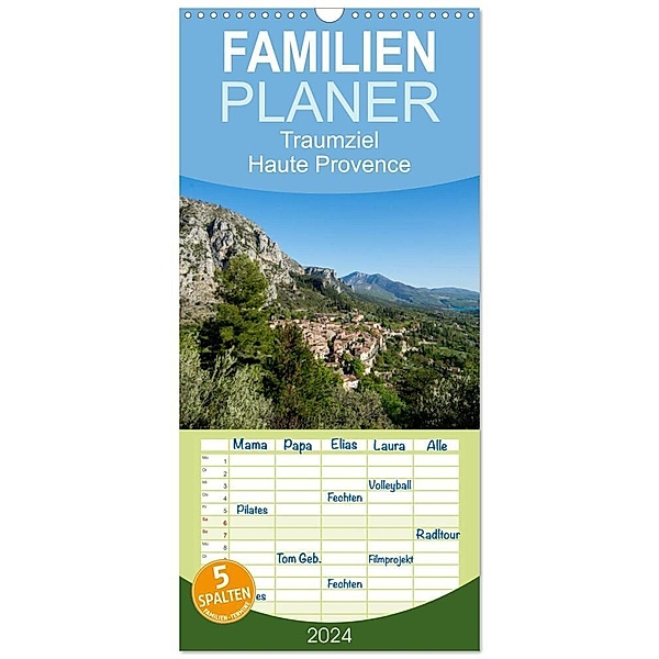 Familienplaner 2024 - Traumziel Haute Provence mit 5 Spalten (Wandkalender, 21 x 45 cm) CALVENDO, Tanja Voigt