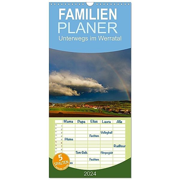 Familienplaner 2024 - Unterwegs im Werratal mit 5 Spalten (Wandkalender, 21 x 45 cm) CALVENDO, Roland Brack