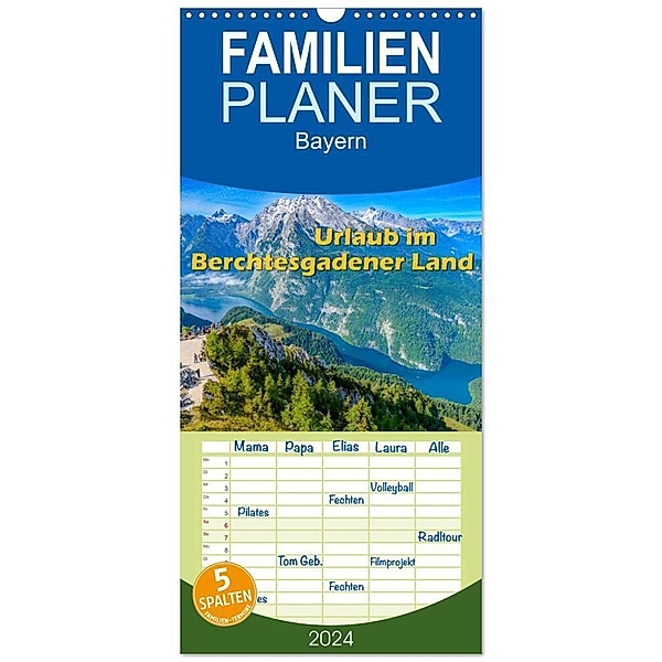 Familienplaner 2024 - Urlaub im Berchtesgadener Land mit 5 Spalten (Wandkalender, 21 x 45 cm) CALVENDO, Dieter Wilczek